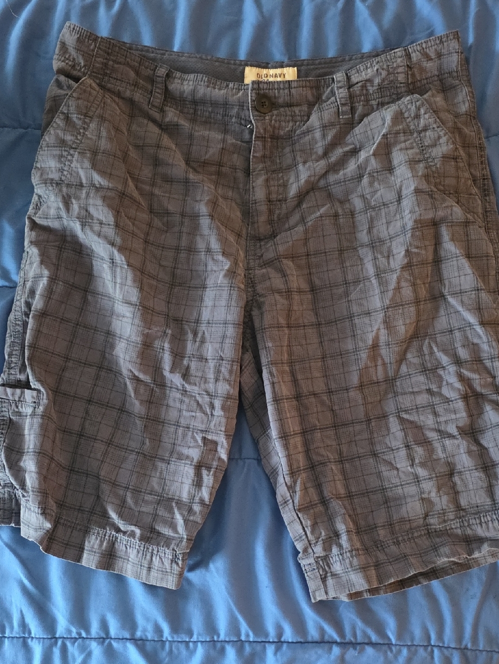 Old Navy Mens Blue Plaid Utility Shorts Size 34 Casual Summer